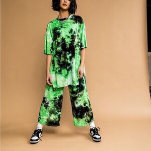 Green Tie-Dye Women's Pants & Jumpsuit